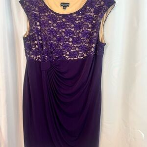 Connected Apparel Purple Lace Midi Dress